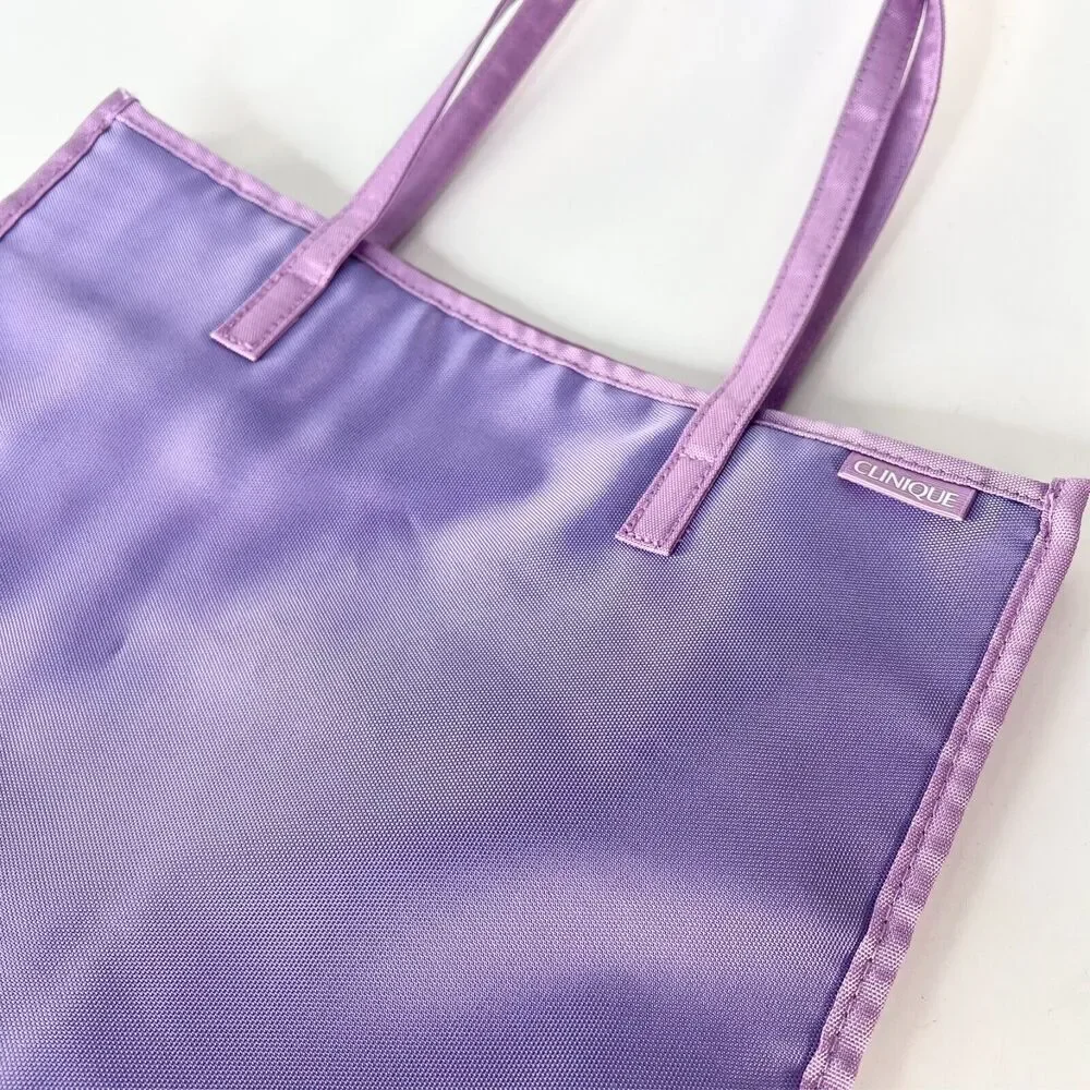 Clinique MakeUp Cosmetic Travel Carry Tote Bag Storage Lavender Purple New